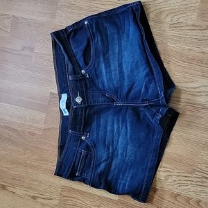 Levis dark wash stretch denim shorts